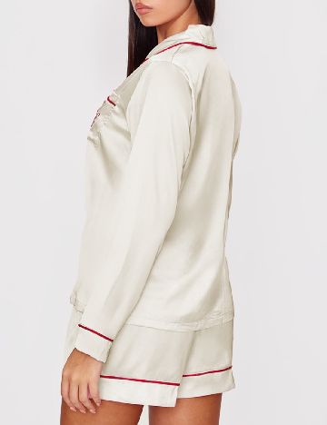 Pijama PRETTYLITTLETHING, crem