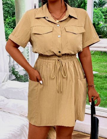 Rochie scurta SHEIN CURVE, maro deschis