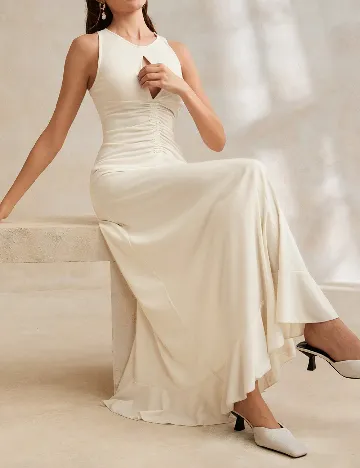 Rochie lunga Anewsta, crem