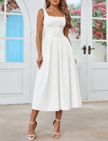 Rochie medie Parthea, alb