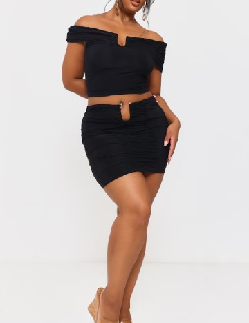 Fusta PRETTYLITTLETHING Plus Size, negru