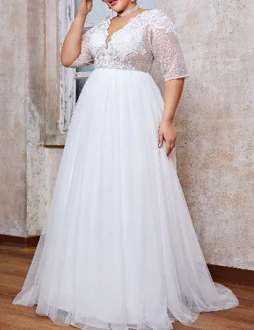 Rochie lunga Mgiacy Plus Size, alb