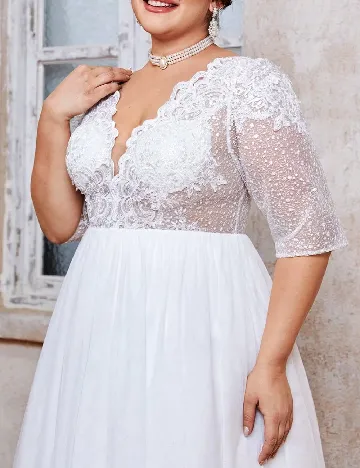 Rochie lunga Mgiacy Plus Size, alb