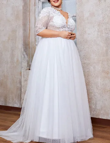 Rochie lunga Mgiacy Plus Size, alb