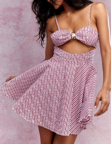 Rochie scurta Missguided, rosu/alb