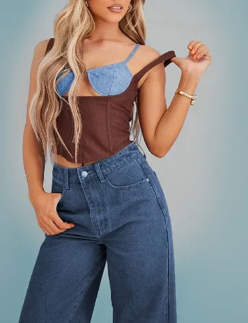 Top PRETTYLITTLETHING, albastru/maro