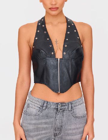 Top PRETTYLITTLETHING, negru