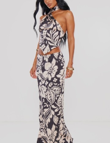 Top PRETTYLITTLETHING, negru/crem