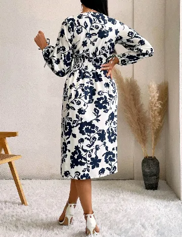 Rochie medie SHEIN, ecru/albastru
