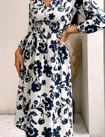Rochie medie SHEIN, ecru/albastru