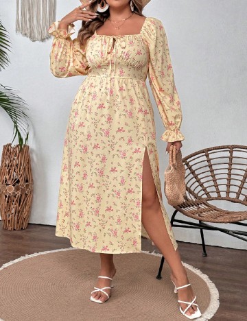 Rochie medie SHEIN CURVE, galben