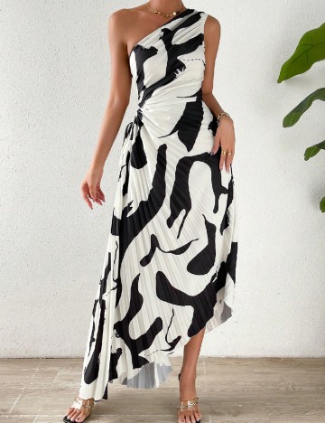 Rochie lunga SHEIN, alb/negru