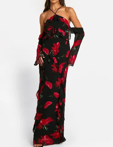Rochie lunga Boohoo, negru