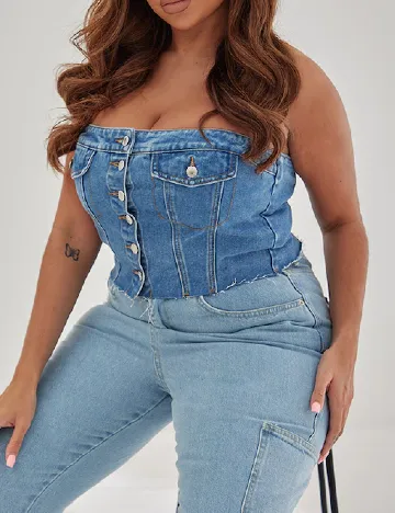 Top PRETTYLITTLETHING Plus Size, albastru