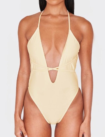 Costum de baie PRETTYLITTLETHING, crem