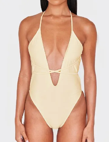 Costum de baie PRETTYLITTLETHING, crem