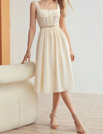 Rochie medie MOTF, crem