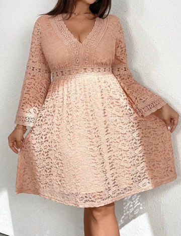 Rochie scurta SHEIN CURVE, roz pudra