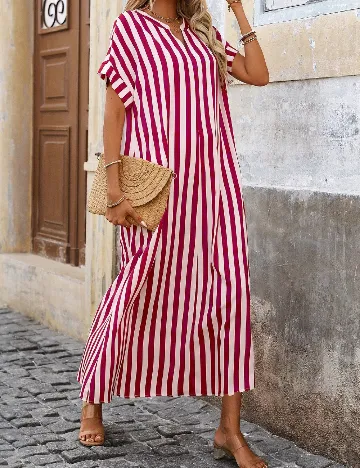 Rochie lunga SHEIN, alb/roz