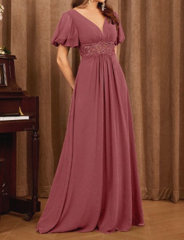 Rochie lunga UNITHORSE, roz pudra