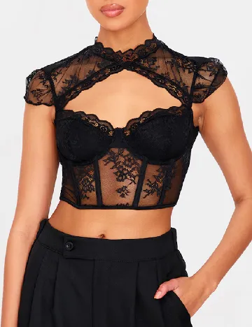 Top PRETTYLITTLETHING, negru