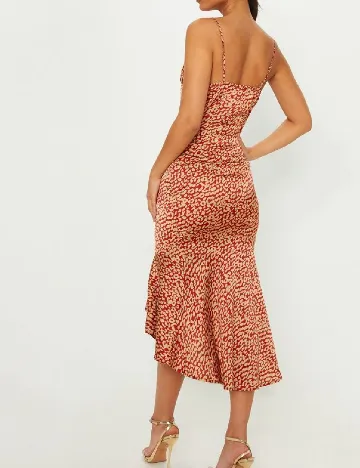 Rochie medie PRETTYLITTLETHING, rosu/crem
