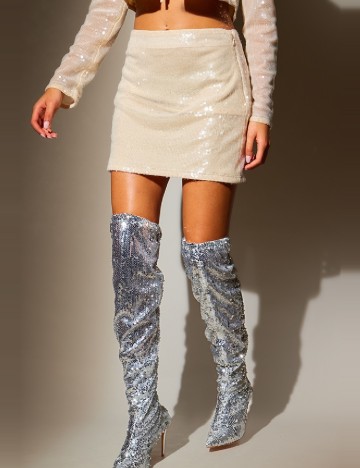 Fusta PRETTYLITTLETHING, crem