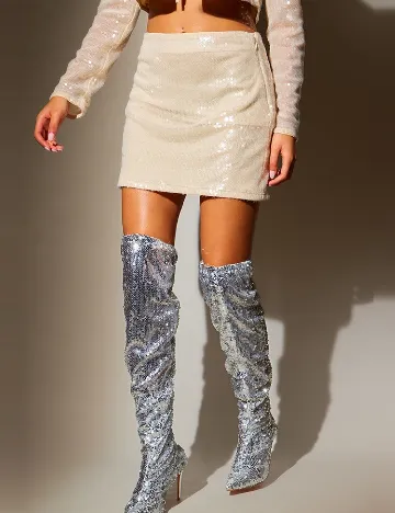 Fusta PRETTYLITTLETHING, crem
