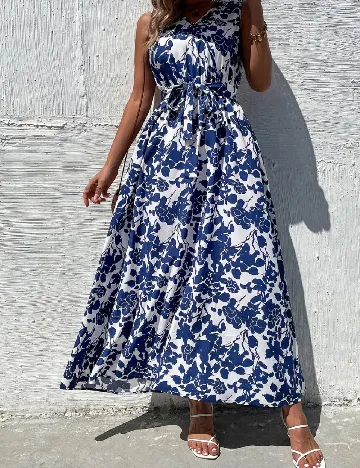 Rochie lunga SHEIN, alb/albastru
