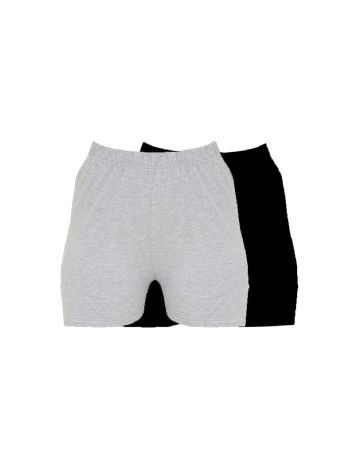 Set Pantaloni scurti 2 perechi PRETTYLITTLETHING, negru/gri