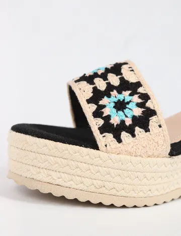 Sandale SHEIN, negru/crem