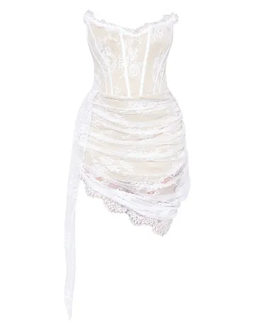 Rochie scurta PRETTYLITTLETHING, alb/crem