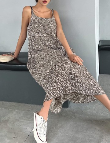 Rochie lunga Dazy, maro