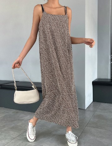 Rochie lunga Dazy, maro