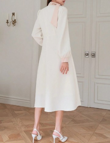 Rochie medie Dazy, ecru