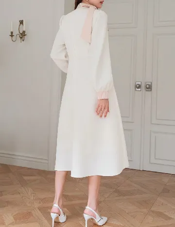 Rochie medie Dazy, ecru