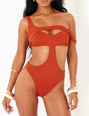 Costum de baie PRETTYLITTLETHING, maro