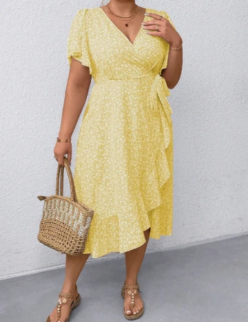 Rochie medie SHEIN CURVE, galben Galben