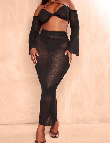 Top PRETTYLITTLETHING Plus Size, negru