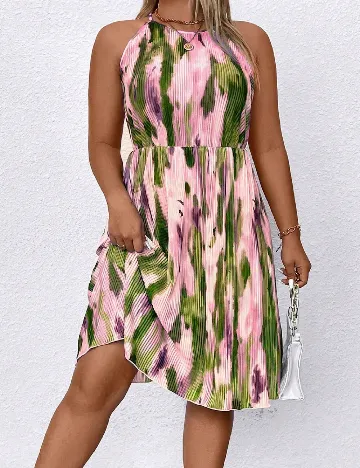 Rochie medie SHEIN CURVE, roz/verde Roz