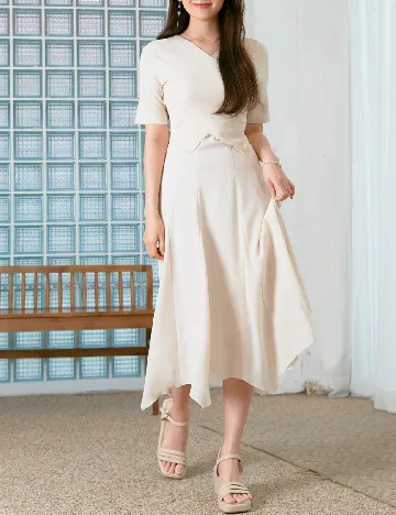 Rochie medie Dazy, crem