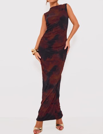 Rochie lunga PRETTYLITTLETHING, negru/maro