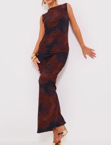 Rochie lunga PRETTYLITTLETHING, negru/maro