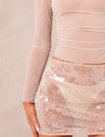 Fusta PRETTYLITTLETHING, crem