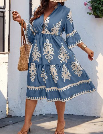 Rochie medie SHEIN CURVE, albastru