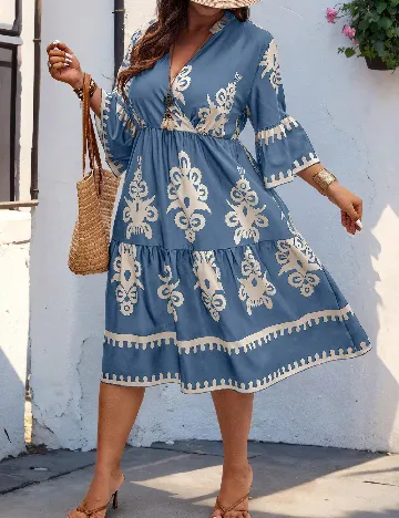 Rochie medie SHEIN CURVE, albastru