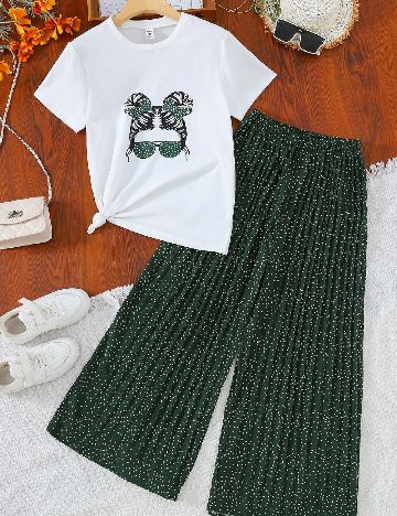 Compleu Shein Kids, alb/verde
