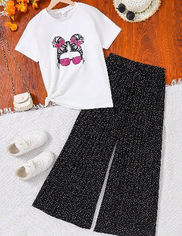 Compleu Shein Kids, alb/negru