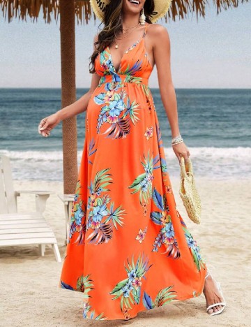 Rochie lunga SHEIN Maternity, portocaliu