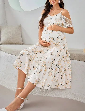 Rochie medie SHEIN Maternity, alb